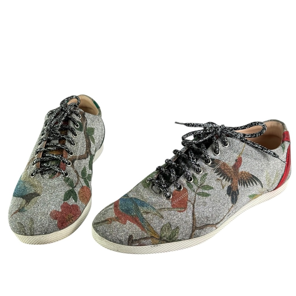 GUCCI 449985 Sparkle Tian Bird Silk Men's Sneakers Made in Italy 10-10.5US - Picture 2 of 12